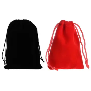 

25 Pcs Drawstring Jewelry Bags Elegant Black Velvet Wedding Favors Gift Pouches Q0KE