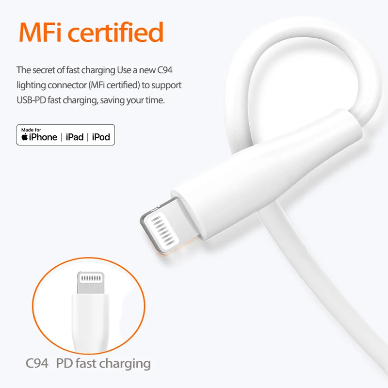 MFi сертифицированный USB C к Lightning Кабель PD18W Тип зарядный кабель для iPhone XR XS Max X Type PD 1