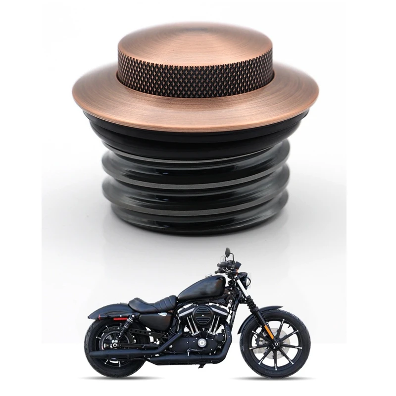 Motorcycle Fuel Up Reservoir Gas Cap Vented Fuel Tank Screw for Sportster XL883 XL1200 Copper photo