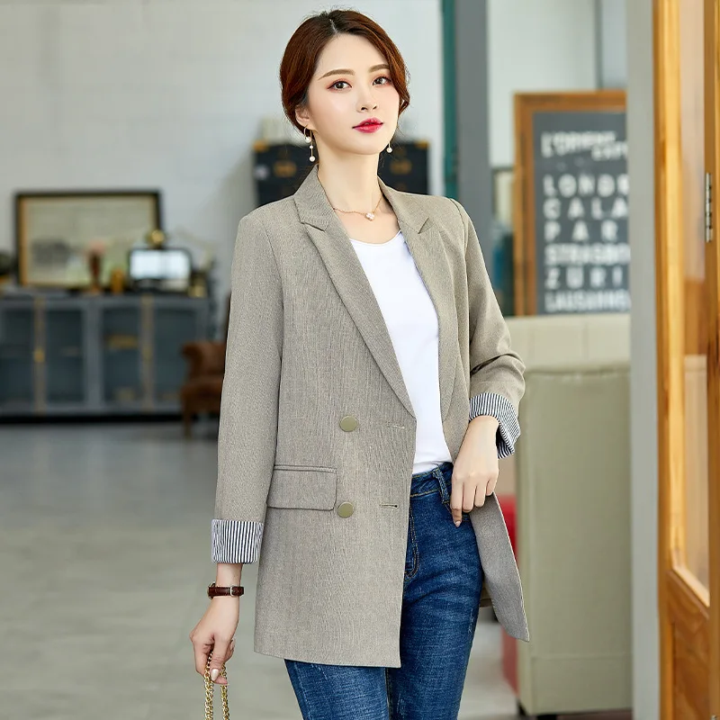 

Japanese-style Fashionable Double Breasted Small Suit WOMEN'S Suit Elegant Contrast Color Long Sleeve Suit 2019 Autumn New Style