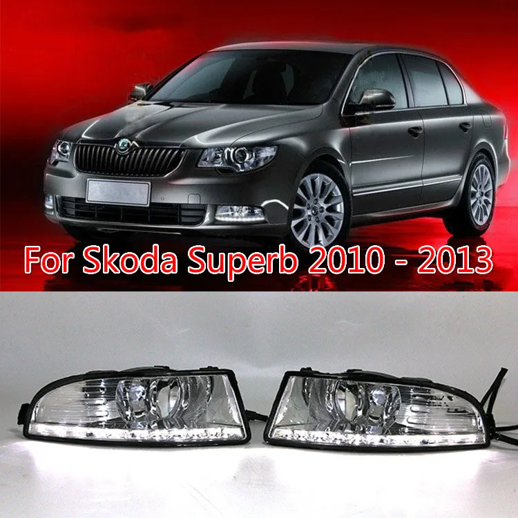 Для Skoda Superb 2010-2013, супер Яркость Водонепроницаемый ABS дневные ходовые огни 12В Светодиодный дневной светильник с крышкой противотуманных фар