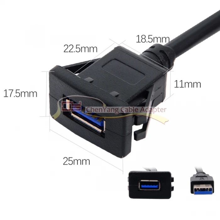 CYSM 1 м водонепроницаемый одиночный/двойной USB 3,0 Расширение защелка крепление автомобиля AUX кабель для приборной панели