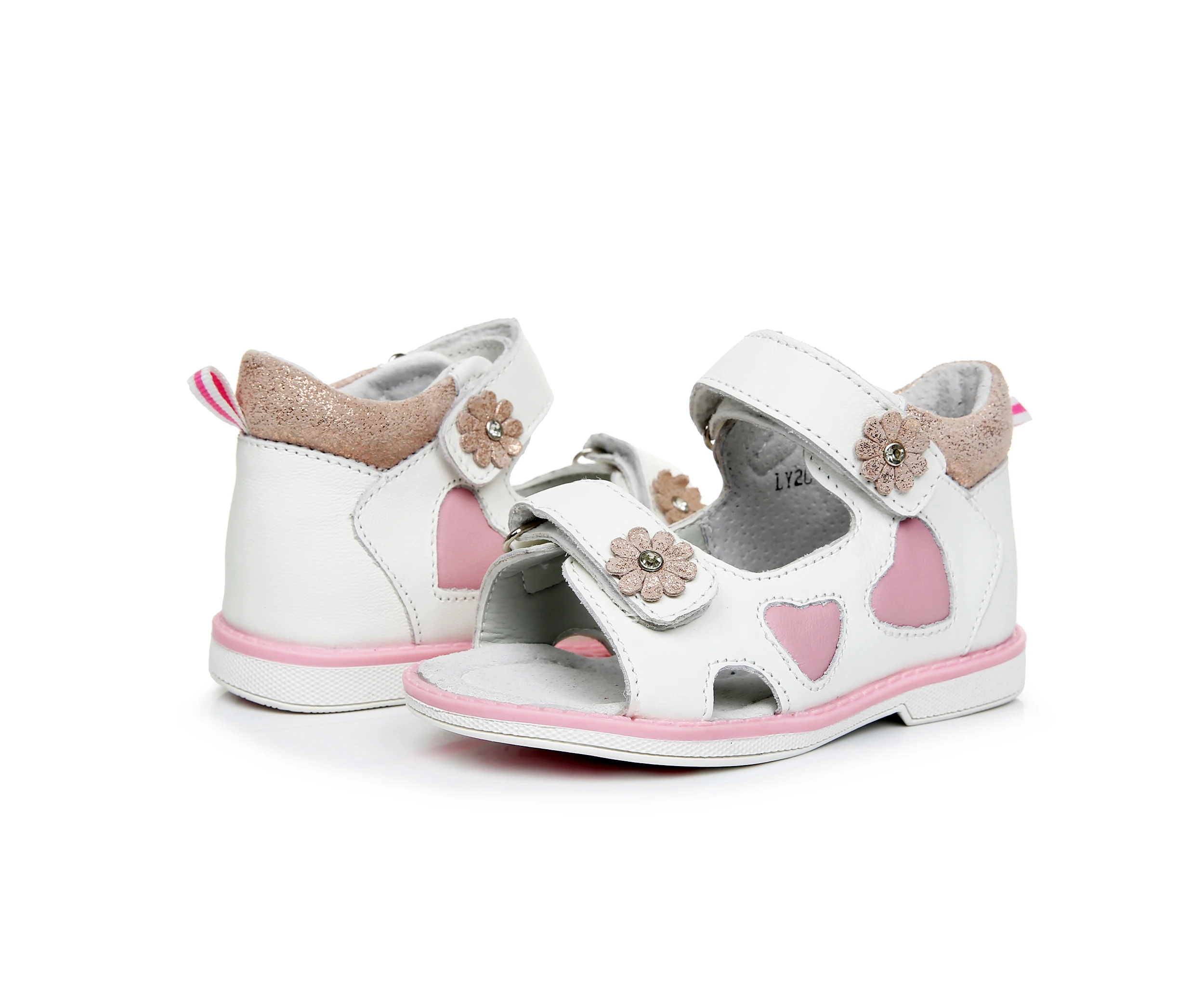 APAKOWA Girls Genuine Leather Sandals Toddler Shoes Daisy Flower Decorate Summer Sandals Open Toe Hoof Heels Kids Feetwear