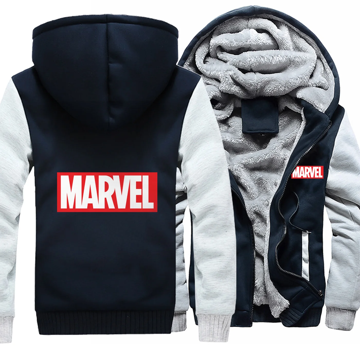 Marvel, Мстители, с буквенным принтом, зима, новинка, толстовки, Fahison, толстовка, реглан, мужская теплая одежда, спортивная одежда, пальто, Толстая Толстовка - Цвет: light gray 6