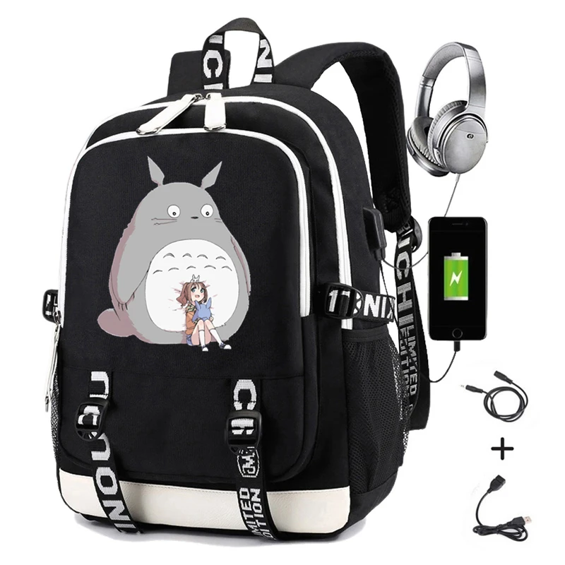 

My Neighbor Totoro Backpack Japan Anime Printing Boys Girls Student School Bags Men Usb Charging Laptop Casual Travel Backpack