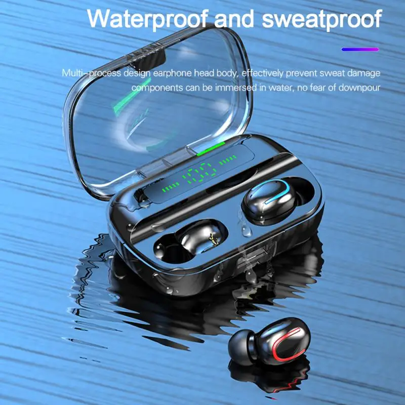 TWS 5,0 Bluetooth 9D стерео наушники беспроводные наушники IPX7 водонепроницаемые наушники 2200 мАч светодиодный умный внешний аккумулятор держатель для телефона