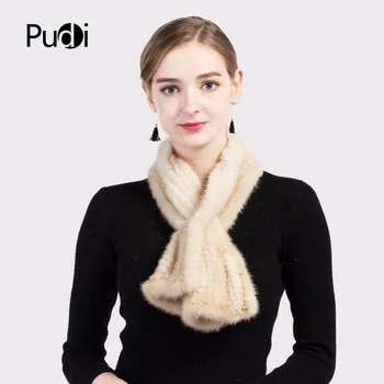 

Pudi SF711 2020 Winter women's girl real mink fur scarf new fashion genuine mink fur scarves muffler shawl neckerchief