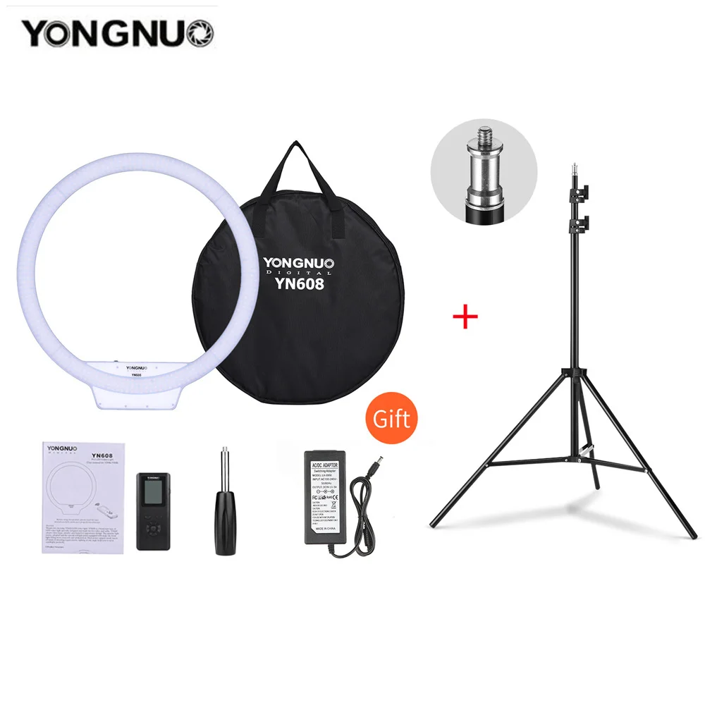 YONGNUO YN608 3200K~5500K Bi-Color Ringlight LED Light Video Light Photography Flashlight Studio Camera Light
