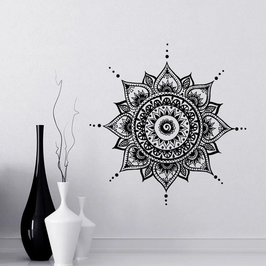 

Mandala Wall Decals Mehndi Vinyl Sticker Bedroom Lotus Flower Boho Indian Home Decoration Bedroom Yoga Buddha Stickers S839