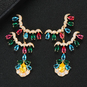 

LARRAURI 2019 women earring rhinestone dangle drop earrings flower crystal earings bold Luxury oorbellen jewelry