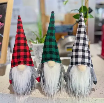 

Christmas Plaid Cap Faceless Gnome Santa Doll Pendant Nordic Gnome Land God Doll Christmas Tree Hanging Ornaments Doll Decor