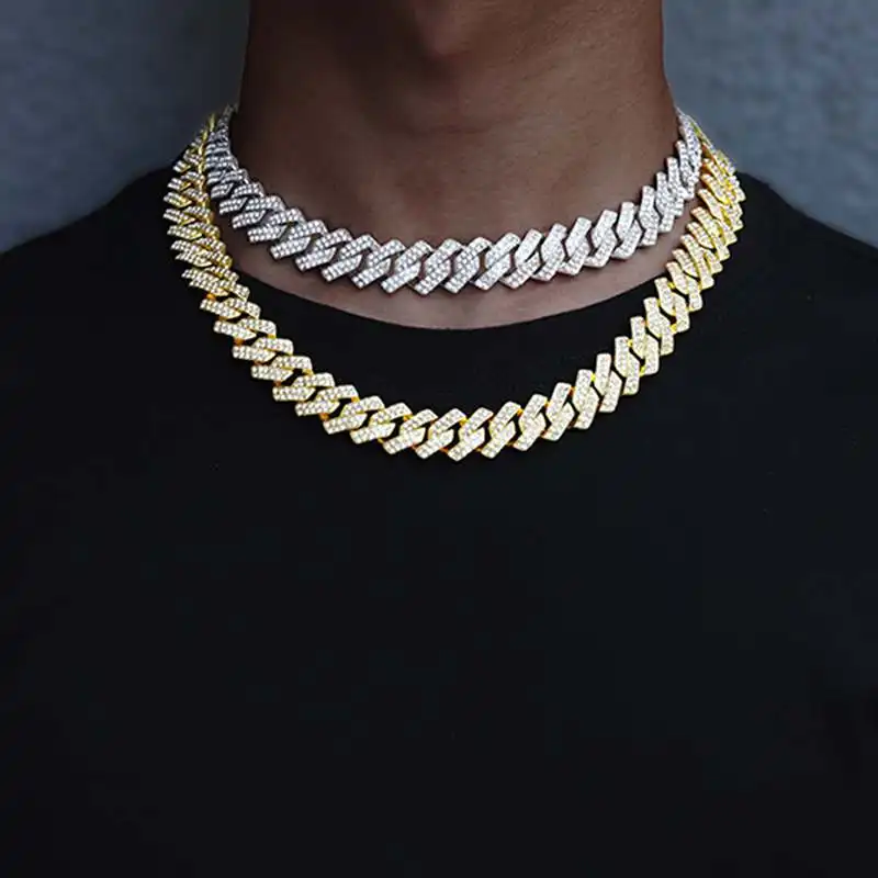 Collier à maillons cubains pour hommes, Hip Hop, 5A + Bling, glacé, exquis, bijoux de fête des pères, cadeau de mode pour mari, biscuits