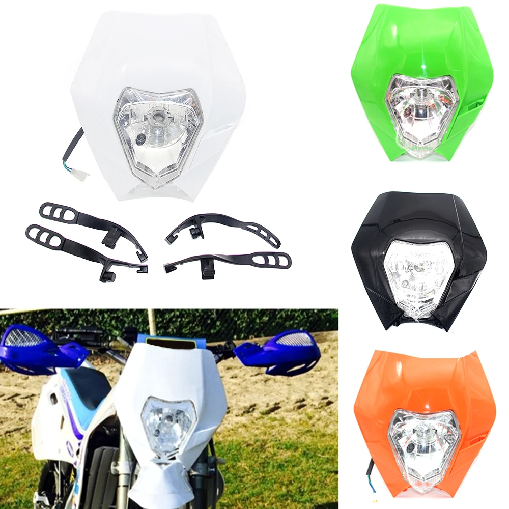 White Универсальный мотоциклетный головной светильник для мотокросса Dirt Bike Двойной спортивный налобный фонарь Supermoto головной светильник для KTM SMR EXC XC XCF аксессуары - Цвет: White