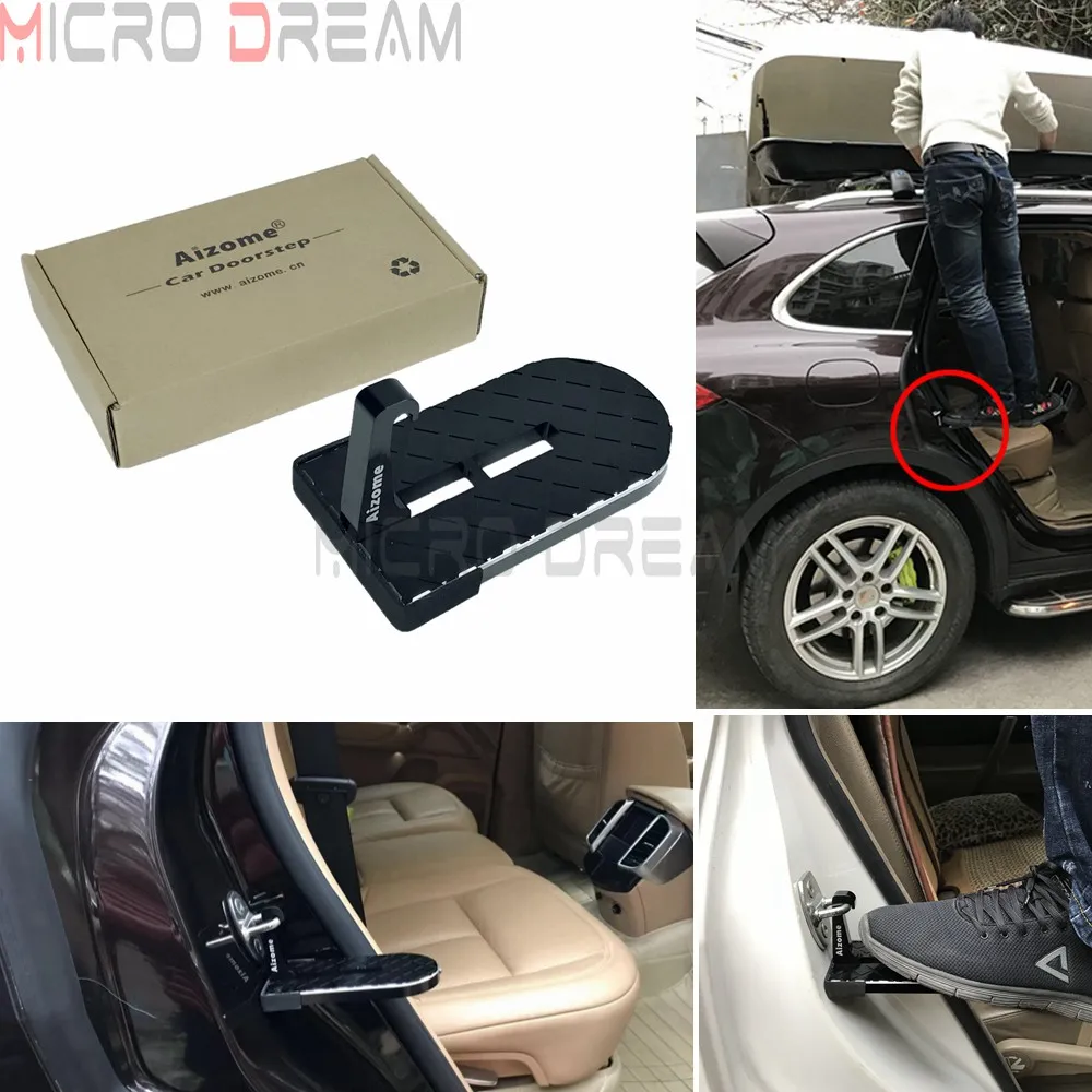 

Black Universal CNC Aluminum Car Door Step Foldable Door Hook Pedal Rooftop Roof-Rack Assistance Footrest Doorstep for Jeep SUV