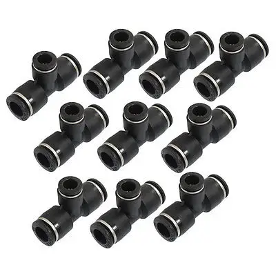 

10 Pcs Pneumatic 10mm to 8mm Push In Connector Tee Shaped Quick Fittings