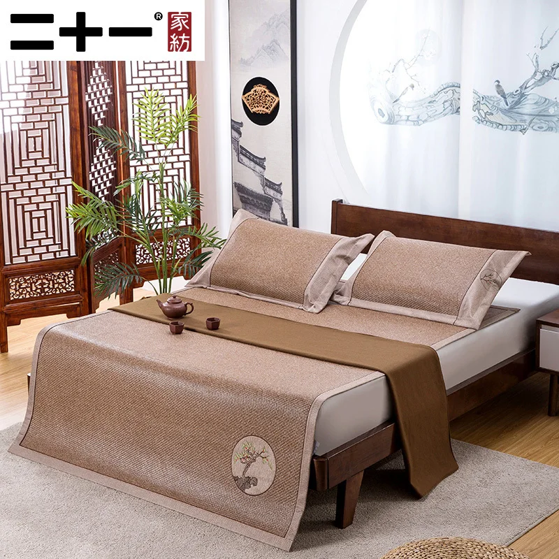 Home Mat Three-piece Embroidered Air Conditioner Soft Seats Or Berths You Summer Sleeping Mat Bedding Foldable Mat Thickening Home Mat Three-piece Embroidered Air Conditioner Soft Seats Or Berths You Summer Sleeping Mat Bedding Foldable Mat Thickening