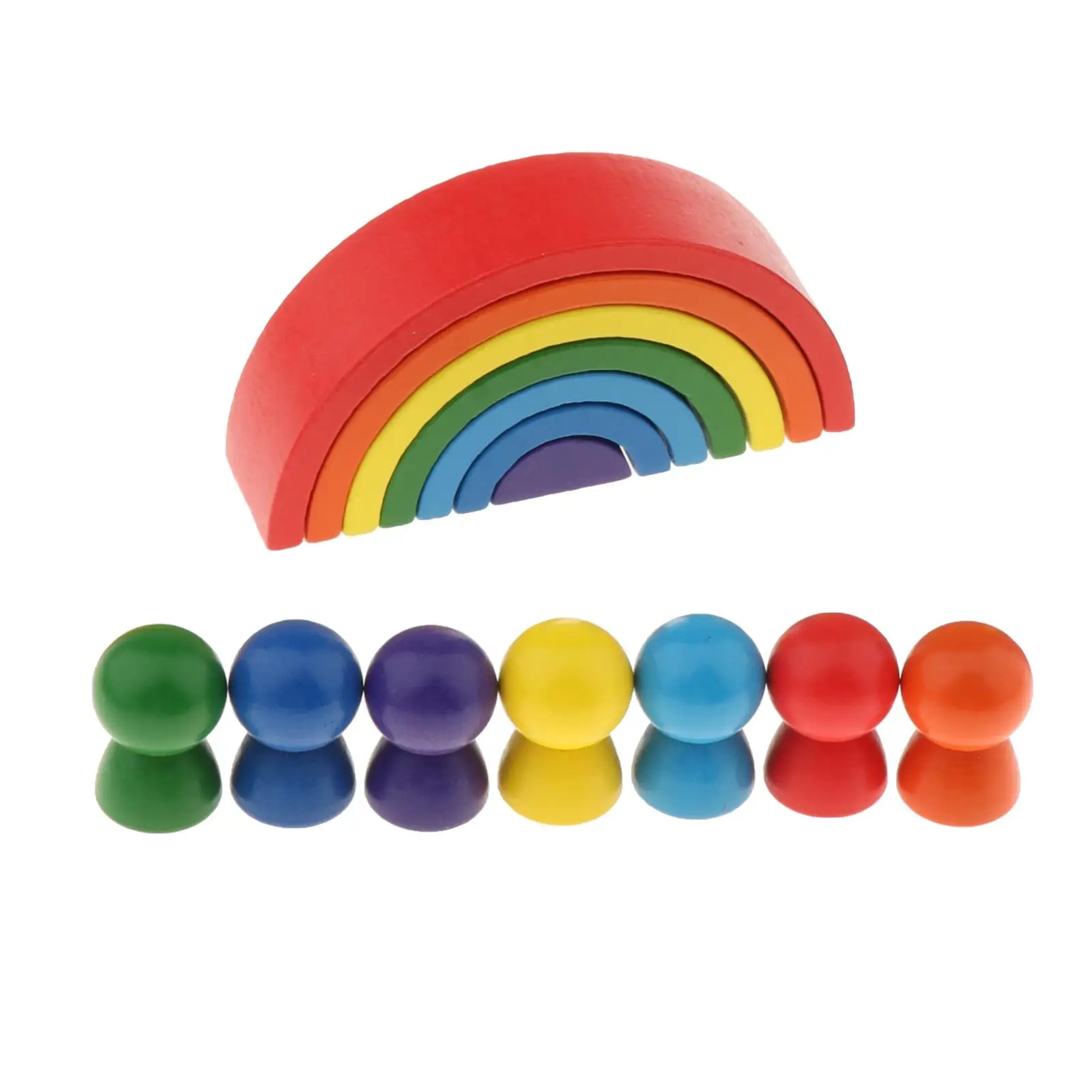 Rainbow Wooden Building Blocks Developmental Educational Toys DIY Fun Gift