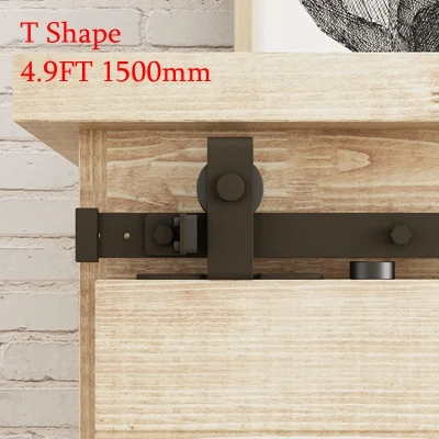 T Shape 4.9FT 1500mm Деревянный шкаф мини раздвижные двери сарая аппаратный комплект двери сарая подвесной рельс для Тумба для телевизора стенд шкаф двойная дверь(без шкафа - Color: T Shape 4.9FT 1500mm