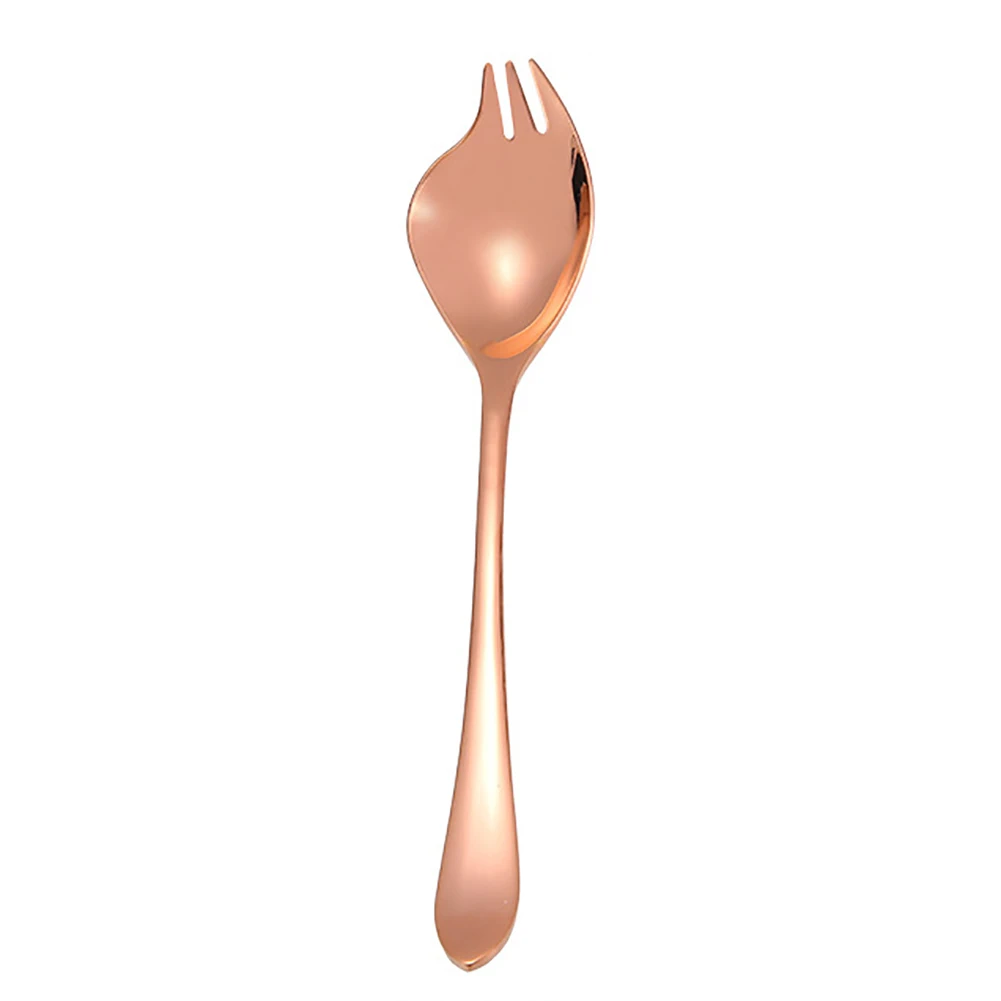 New Arrival 18cm Kitchen Portable Stainless Steel Salad Serving Fork Spoon Cutlery Utensil - Цвет: Rose Golden