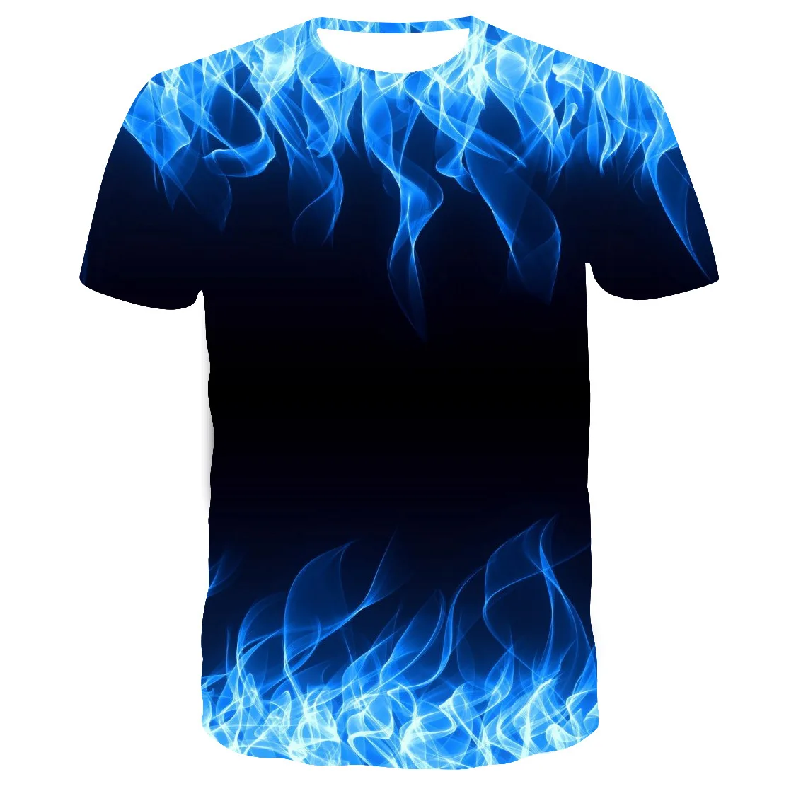 Blue Flaming tshirt Men Women t shirt 3d t-shirt Black Tee Casual Top Anime Camiseta Streatwear Short Sleeve Tshirt Summer tops