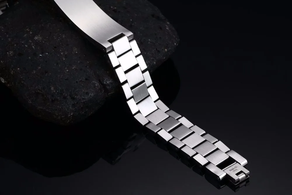 Mens bracelets Free Engraving Stainless Steel Designer Made Scratch Resistant Id Bracelet Edelstahl Armband Men Jewelry silver 110