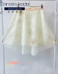 Ballet Skirt Gold Five Pointed Star Star Star Embroidered Women's Dance Skirt Gymnastics Practice Skirt Adult Ballet Lyric Skirt