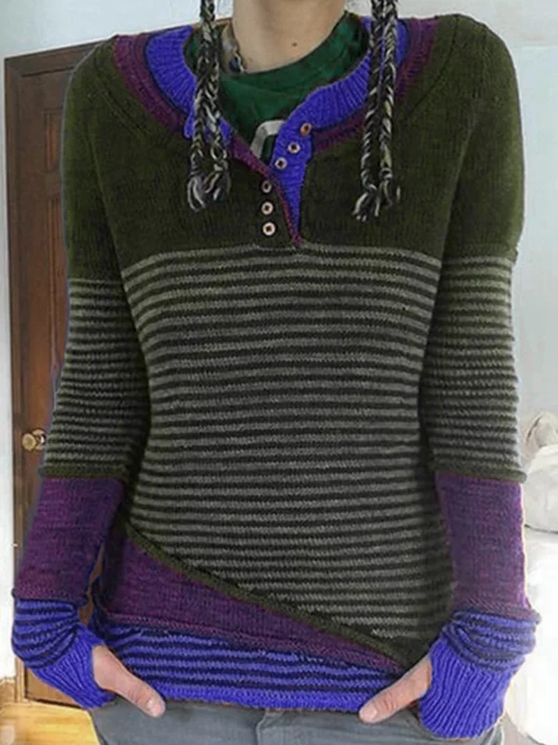 

Sweater Computer Knitted Winter Clothes Women Korean Top Striped Casual Pullovers Patchwork Cute Sweaters Harajuku