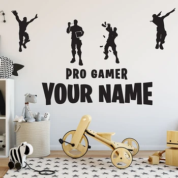 

Gaming Room Wall Sticker for Boys Room Decor Personalized Name Custom Vinyl Wall Decal Gamers Room Game Characters Poster Z758