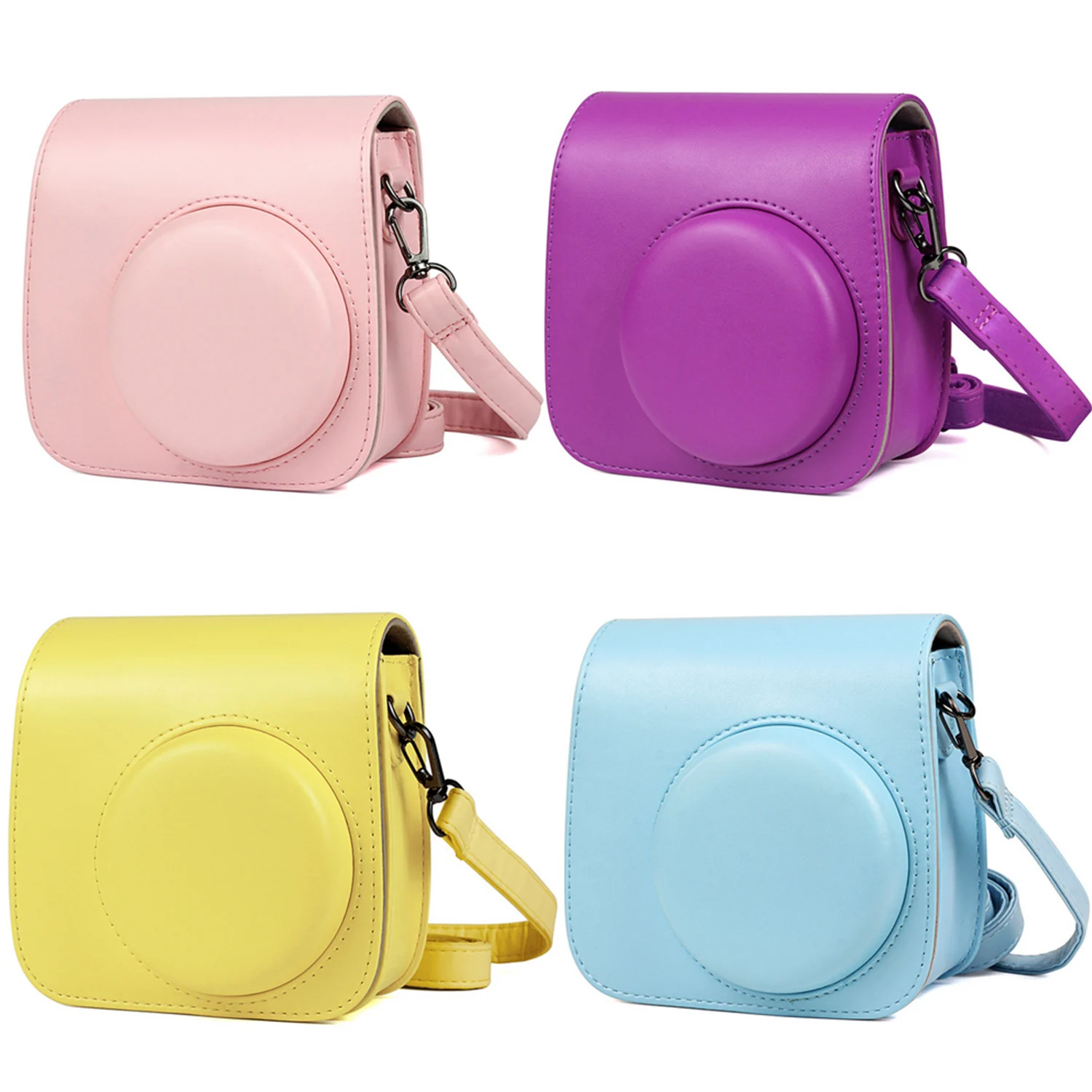 

Besegad Pure Color PU Leather Storage Carrying Protective Pouch Bag Case with Shoulder Strap for Fujifilm Instax Mini 8 8+ 9
