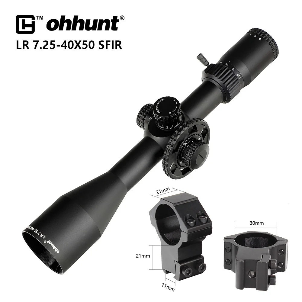 High Dovetail Rings Ohhunt LR 7,25-40X50 SFIR охотничий прицел боковой Parallax револьверный замок сброс стекла гравированная сетка Красная подсветка прицел - Цвет: High Dovetail Rings