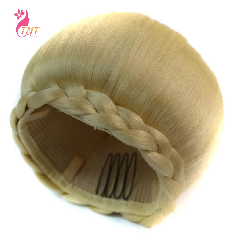 Extensão do Cabelo Preto com Caixa Trança para Menina e Mulher Sintético Redondo Apple Estilo Retro Bun Alta Chignon Updo Preto 2 chignon updo extensão do cabelo preto com
