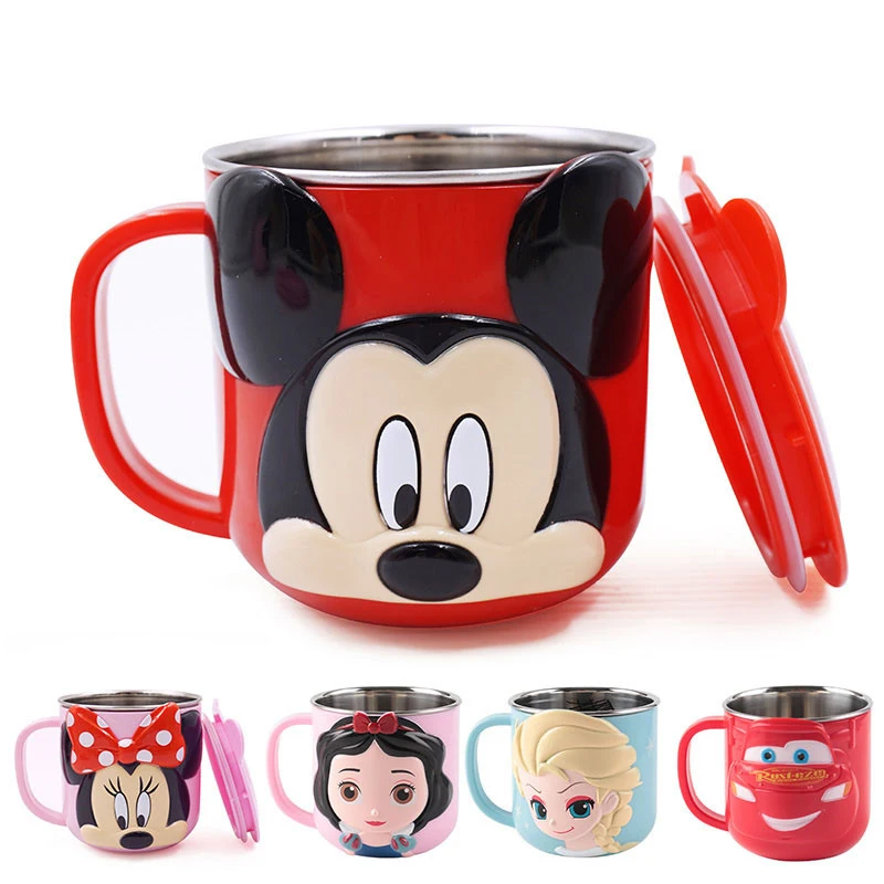Gobelet à lait dessin animé Disney enfants | Mignon 300ML boisson créative eau verres à jus, tasses Mickey en acier inoxydable
