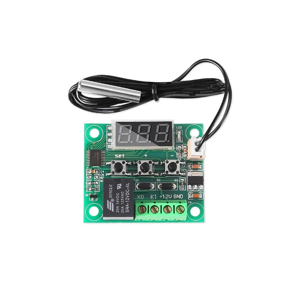 Digital Temperature Controller with Display - 12V Thermostat Switch and Protective Case