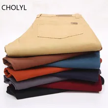 Брендовые мужские летние тонкие 98% хлопковые брюки мужские деловые тонкие эластичные повседневные Черные хаки прямые брюки мужские