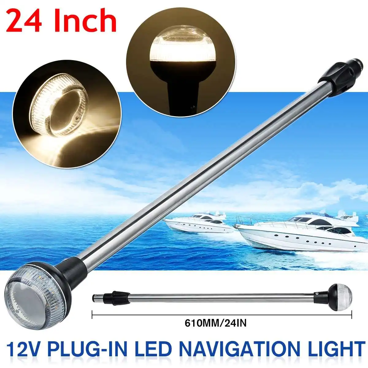 

NEW 12V 24 Inch Marine Boat LED Navigation Light Anchor Light Sailing Waterproof Signal Light For Yacht Boat Stern