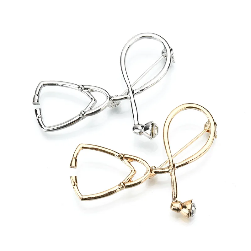 2 цвета мультфильм серебряные броши доктора Медсестры Брошь в виде стетоскопа