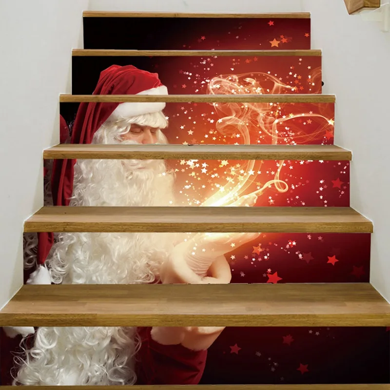 

6pcs/set Waterproof PVC Stair Stickers Snowman Santa Claus Christmas Floor Stairway Stickers Christmas Decoration For Home
