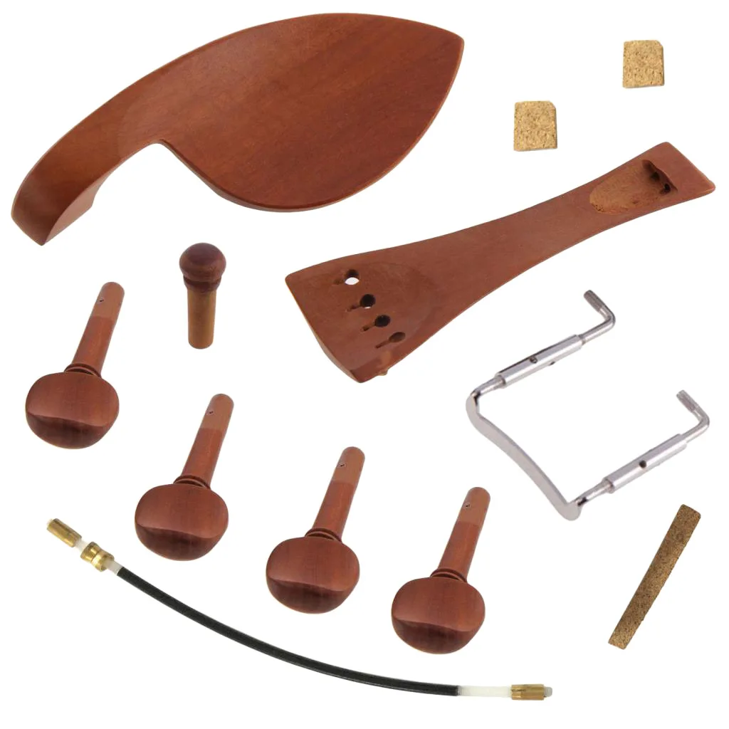 

4/4 Violin Accessory Set Chinrest Tuning Pegs Tailpiece Endpin Tail Gut Clamp Jujube