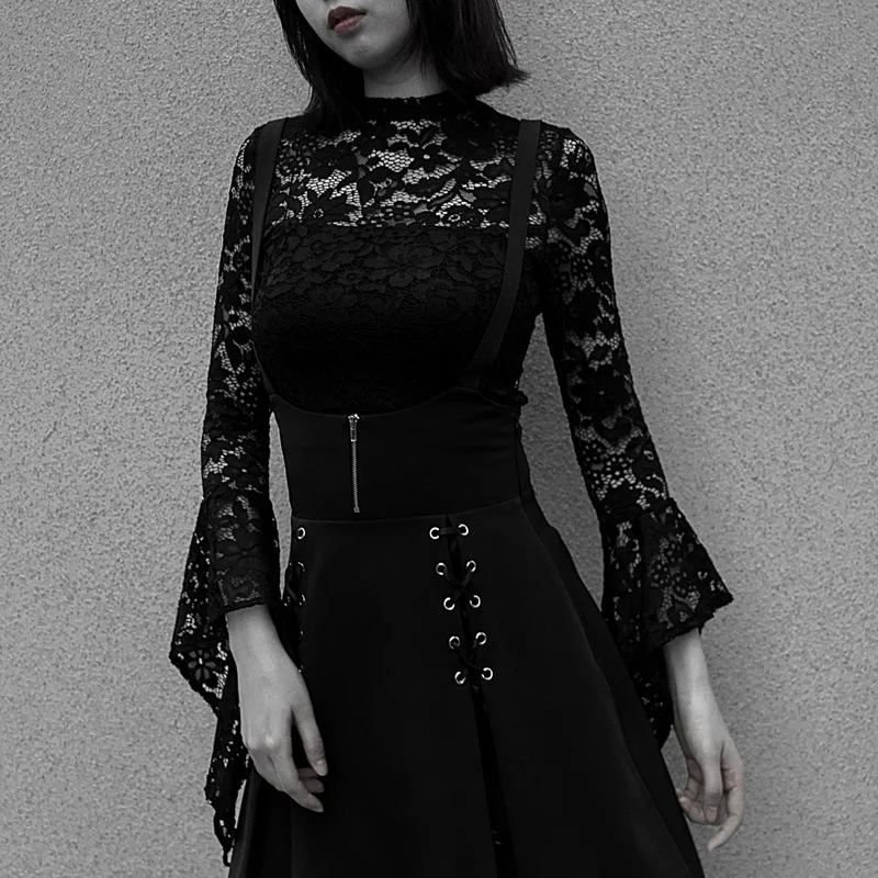 

Cool Bandage Cloth Zipper Strap Dress Dark GIRL'S Popular Brand Versatile Commuting 81288