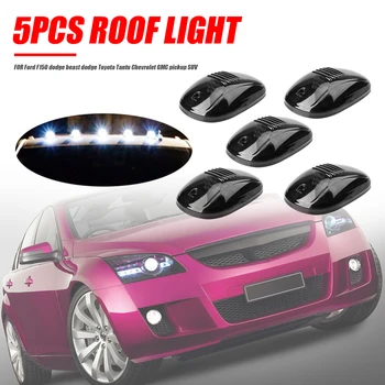

5x Smoked Lens Amber LED Cab Roof Marker Running Lights Enduring Car Durable Parts Components for Pickup Truck SUV 4x4
