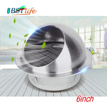 

150mm Stainless Steel 304 Wall Ceiling Air Vent Grille Ducting Ventilation Exhaust Cover Extractor Outlet Louvres Hemisphere Cap