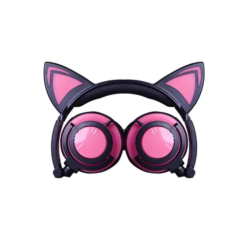 Childrens Headphones New Cartoon Cat Ears Headset for Glowing Folding Cell Phones Music Headphones Special for Kids Headset