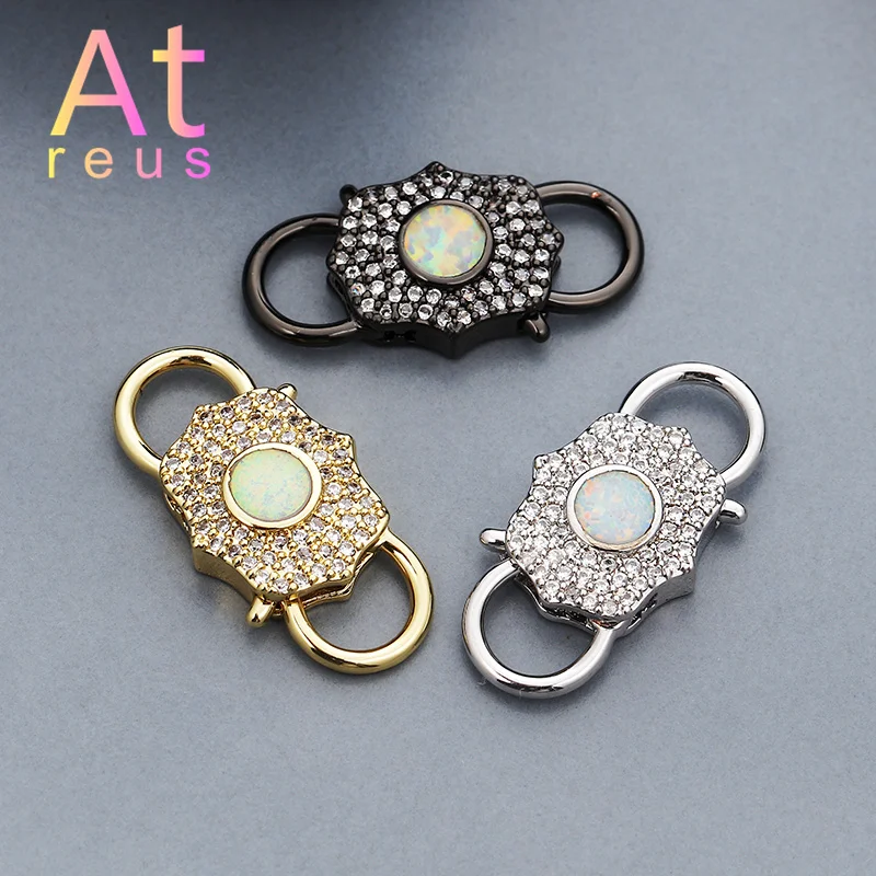 

3Color Polygonal Lock Clasps Druzy Inlaid Cubic Zirconia Hooks Jewelry Making Supplies DIY bracelet necklace handmade jewelry