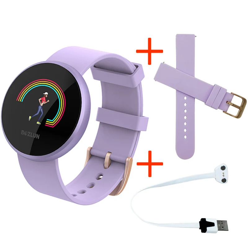 Bozlun Модные женские умные цифровые часы, женские водонепроницаемые часы с напоминанием о смене времени, красивые наручные часы B36 - Цвет: Purple Extra strap