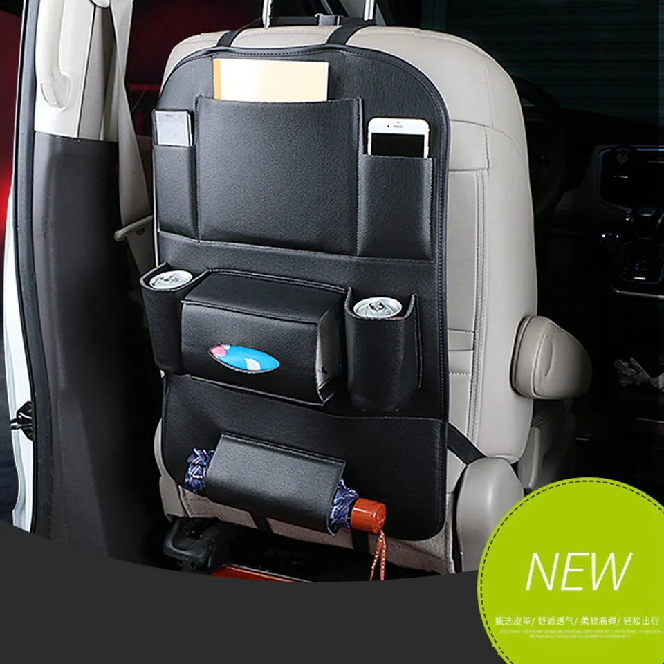 

Universal Car Seat Back Organizer Bag Storage Travel Multi-pocket PU Leather Back Seat Protector Auto Accessoires KVM-19
