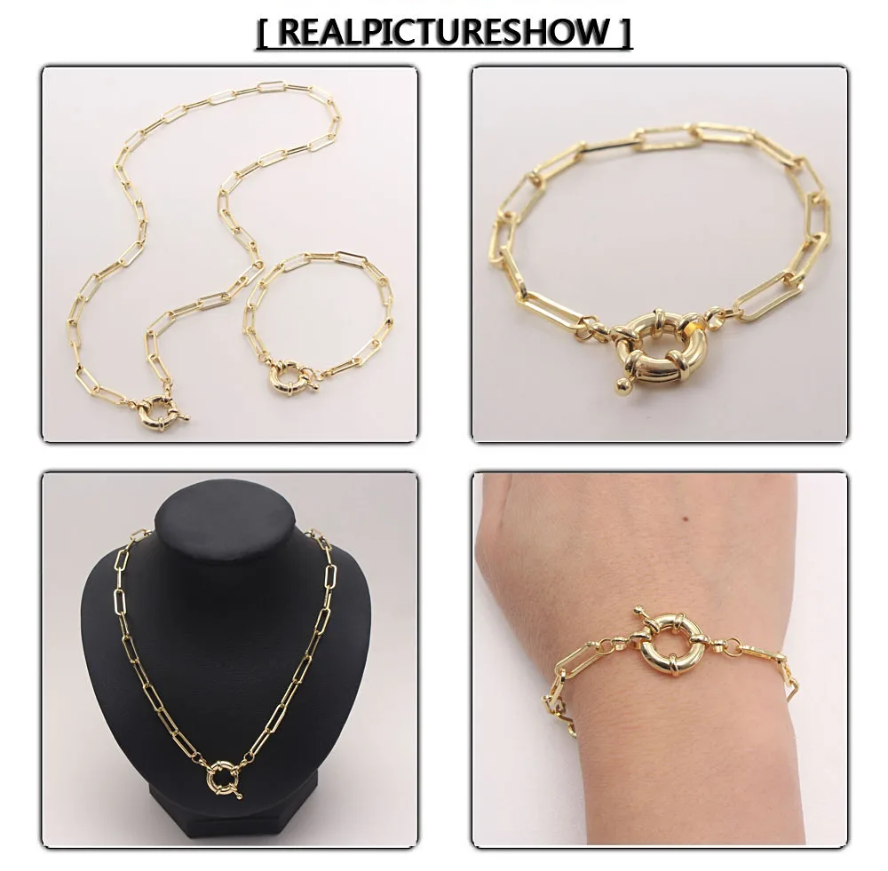 MHS.SUN New Design Anchor Pendant Necklace Bracelet For Women Chunky Link Chain Necklace Bangle Hip Hop Jewelry For Gift 1PC