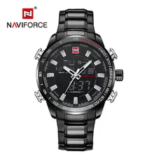 NAVIFORCE 9093 военные цифровые спортивные часы наручные часы из нержавеющей стали Роскошные брендовые Новые аналоговые светодиодный Мужские кварцевые часы