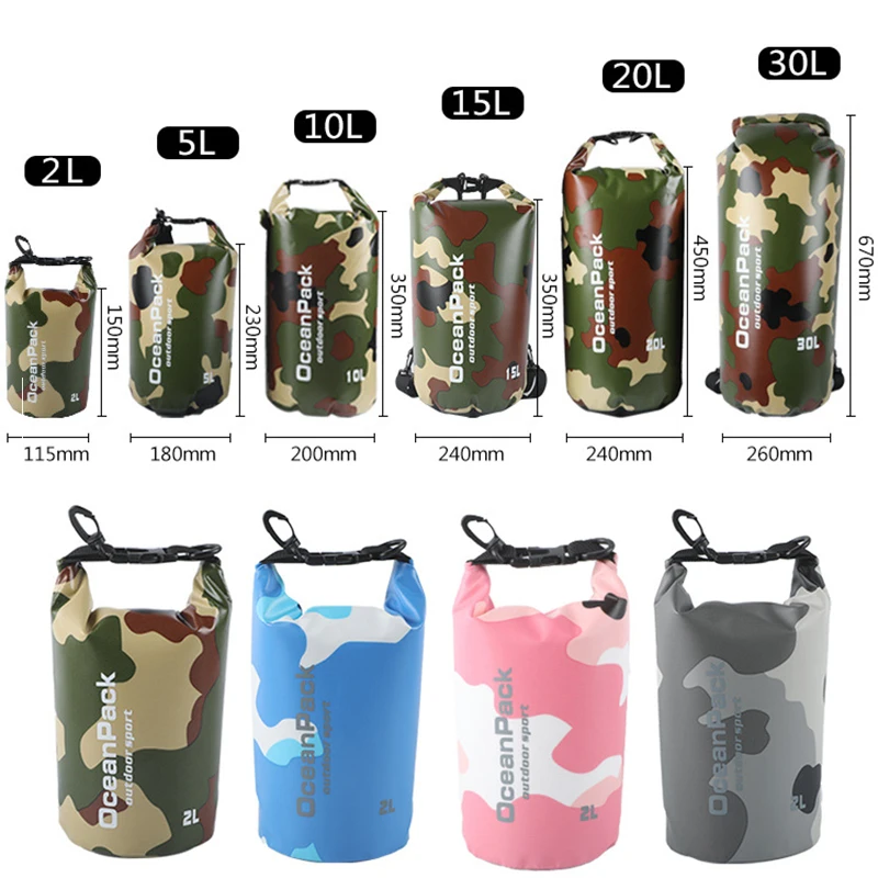 Trekking Waterproof Raft Backpack Drybag Rolltop Camping Swimming Bag Floating Mochila Impermeable Pvc Kayak Sea Bag For Tourism