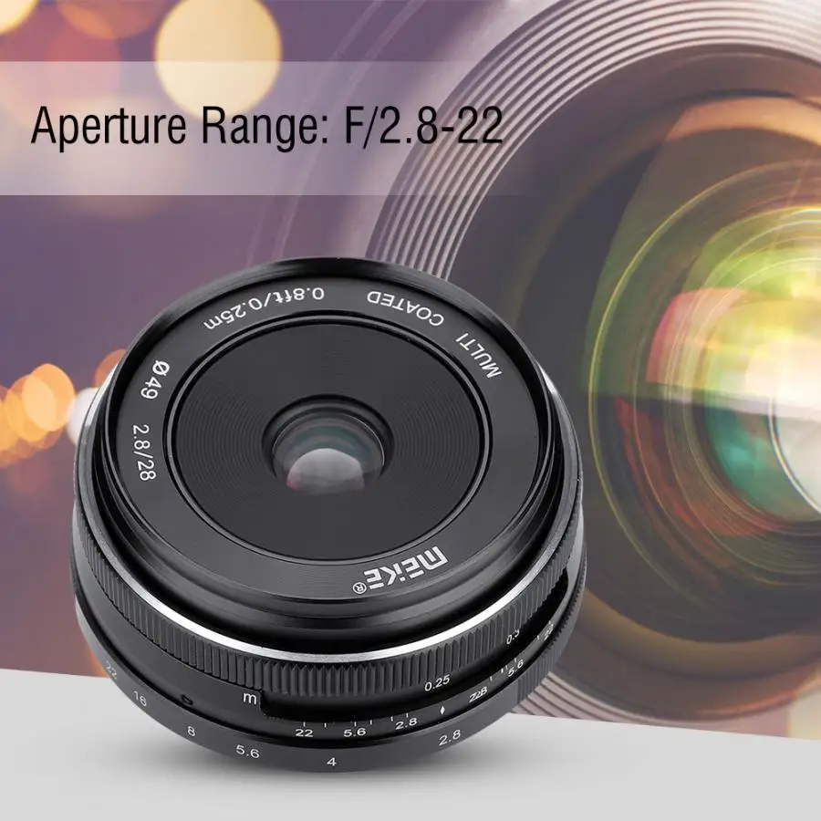 Meike28mm F2.8 ручная линза широкоугольная Для беззеркальных камер Fuji X mount без чечевицы