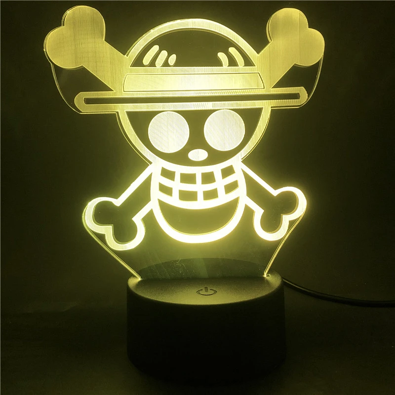 Anime One Piece Logo Acrylic 3d Light For Kids Night Light Led 7 Color Change Led Table Nightlight Child Bedroom Decor 3d Gifts Led Night Lights Aliexpress